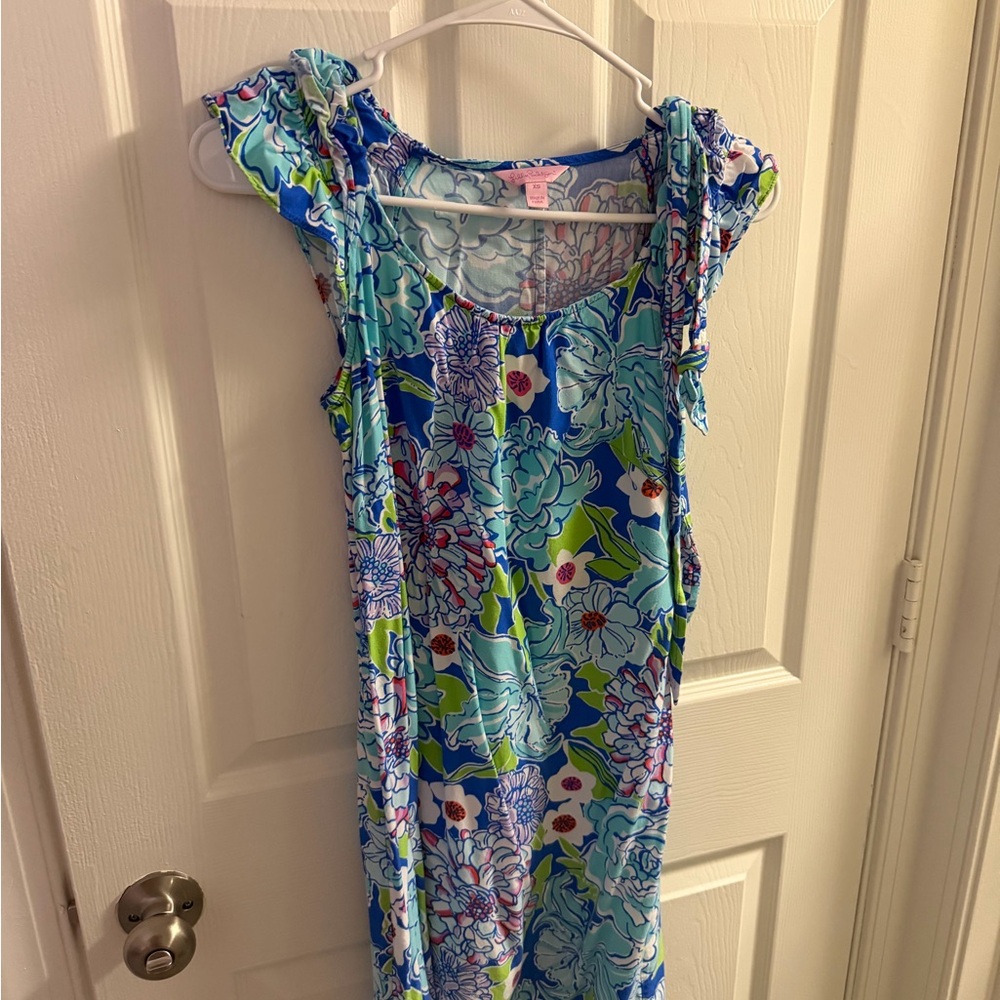 Lilly Pulitzer Blue and Green Floral Dress